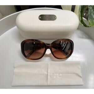 Chloe Oversized Square Sunglasses Tortoise Shell CL2240A C04 Gold Hardware
